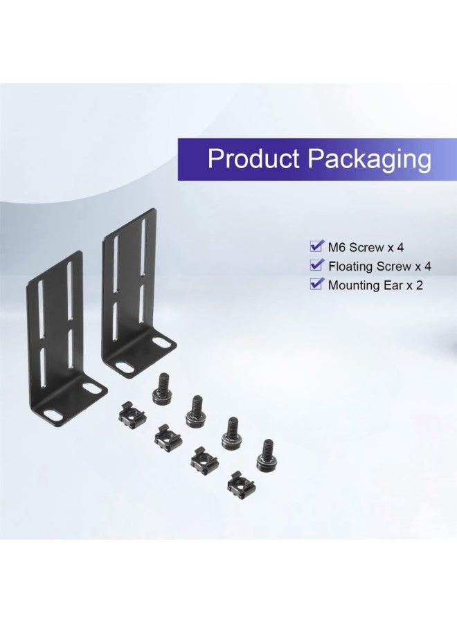 Adjustable 1U Rack Ears Rack Mount Kit Universal Adjustable 19 Inch Rack Mount Kit for Server Mounting Adjustable Metal 1U Rack Mount Ears - Image 2