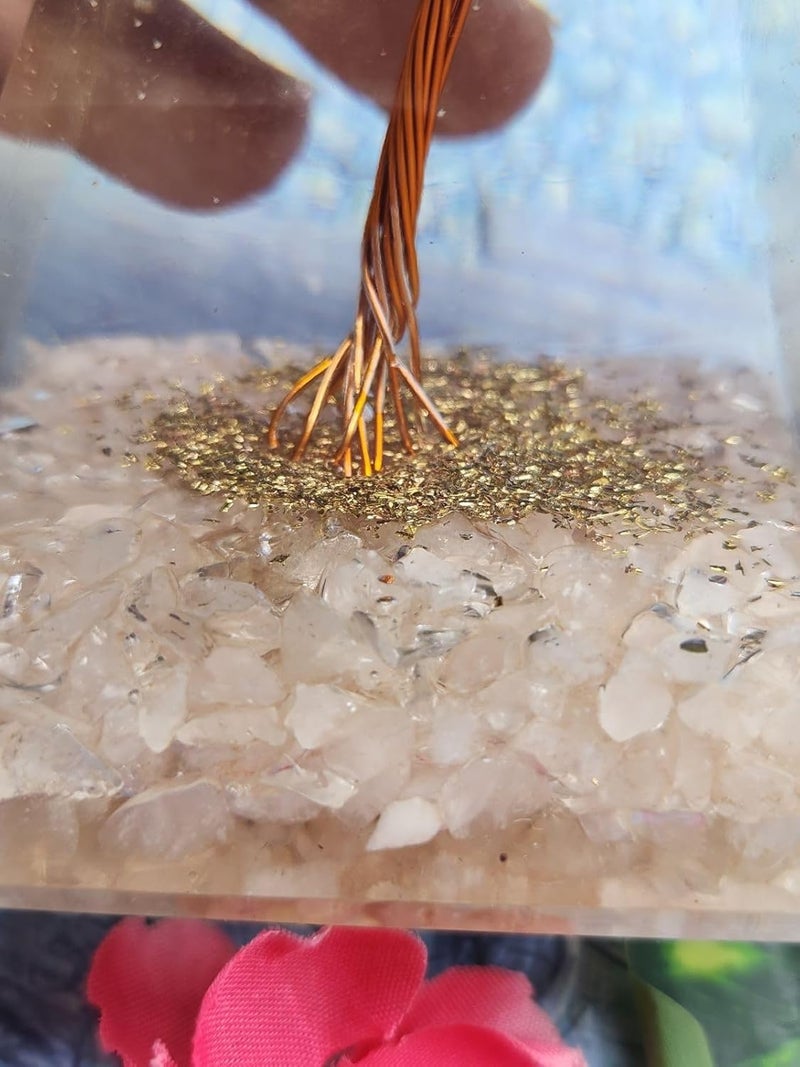 Orgonite Pyramid with Natural Rose Quartz Peridot zinc Crystals Gemstone Healing Gift a Gemstone Home Decor ONE Piece ONLY  - Image 3