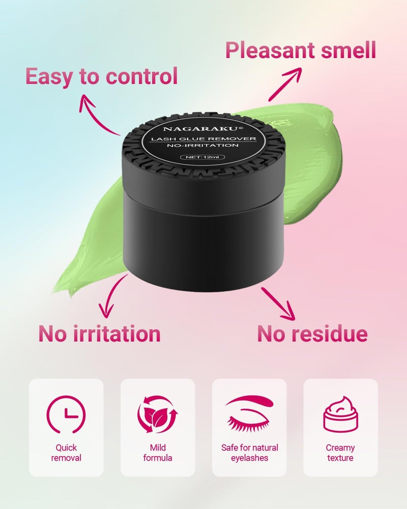 NAGARAKU Eyelash Extensions Glue Remover Cream Paste 12ml Mild No Stimulation Fruit Fragrance Adhesive Removing Supplies Professional for Salon - Image 2