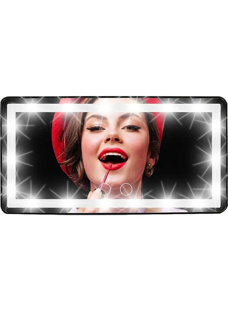 CAZADORA Premium Universal Car Visor Vanity Mirror with Rechargeable LED Lights - Professional Three-Color Adjustable Illumination (Cool White, Warm Yellow, Natural Day Light) and Smart Touch Dimming Function - Flawless Makeup Application Anytime, Anywhere - Luxury Black Car Mirror Accessory for All Vehicle Models (Sedan, SUV, Truck) - High-Definition Glass Mirror Surface with Durable ABS Plastic Frame - Easy Tool-Free Clip-On Installation on Sun Visor - Essential Car Interior Upgrade for Women and Men in KSA - Long-Lasting Battery Life - Sleek and Modern Design Elevating Your Vehicle’s Aesthetics and Functionality - The Ultimate Travel and Beauty Accessory from CAZADORA Brand. - Image 1