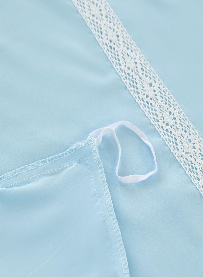 UGEYAO Ruffle Duvet Cover Full Size, Girl Bow Bedding, Shabby Chic French Country Style for Bed Decor, 3PCS - 1 Full Duvet Cover 79x90 Inch and 2 Pillowcase, Coquette Princess - White and Blue - Image 5
