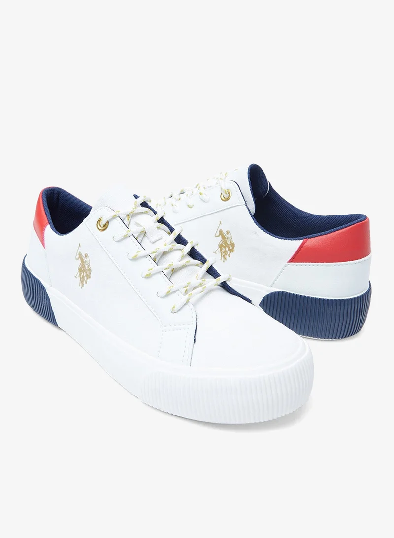 U.S. Polo Assn. White Women's White Low-Top Sneakers - Lightweight Shoes Sporty Design Shoes, Comfortable for Casual Wear for Women | Best Price UAE