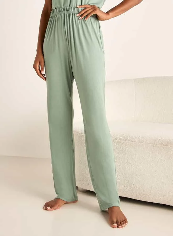 Splash FAV Lace Trim T-shirt and Elasticated Pyjama Set