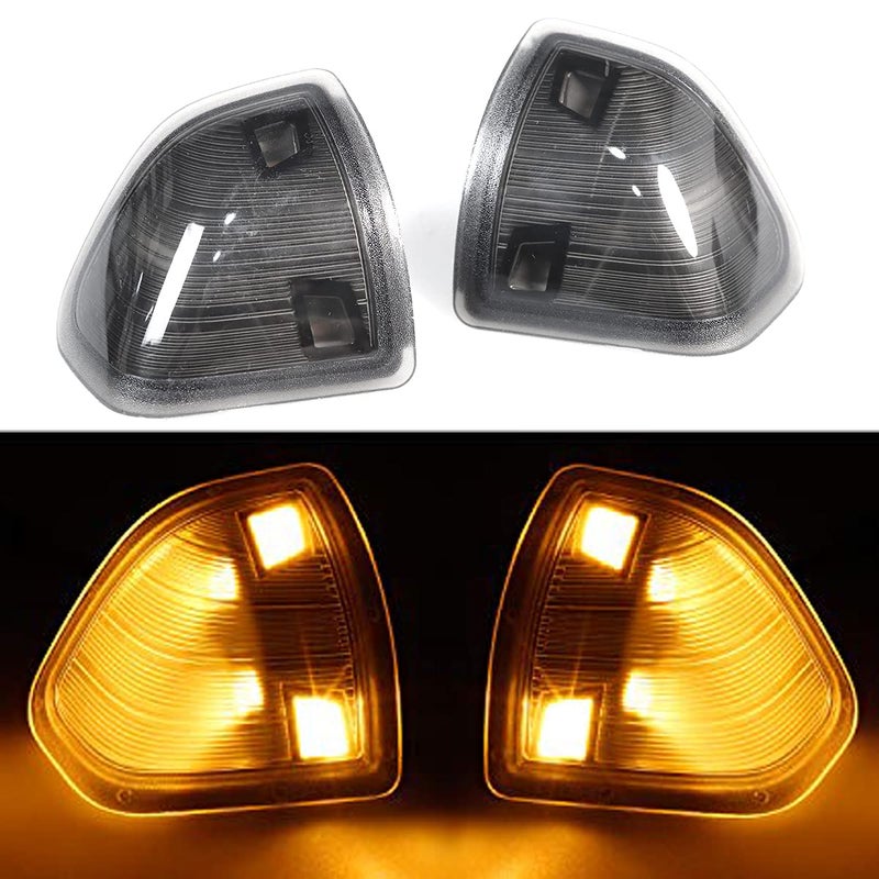 YMHHefy ضوء إشارة الانعطاف LED للمرايا الجانبية سلكين يسار للسائق يمين للراكب غطاء عدسة مدخن متوافق مع دودج رام 1500 2500 3500 4500 5500 1018 2 قطع 68302828AA 68302829AA