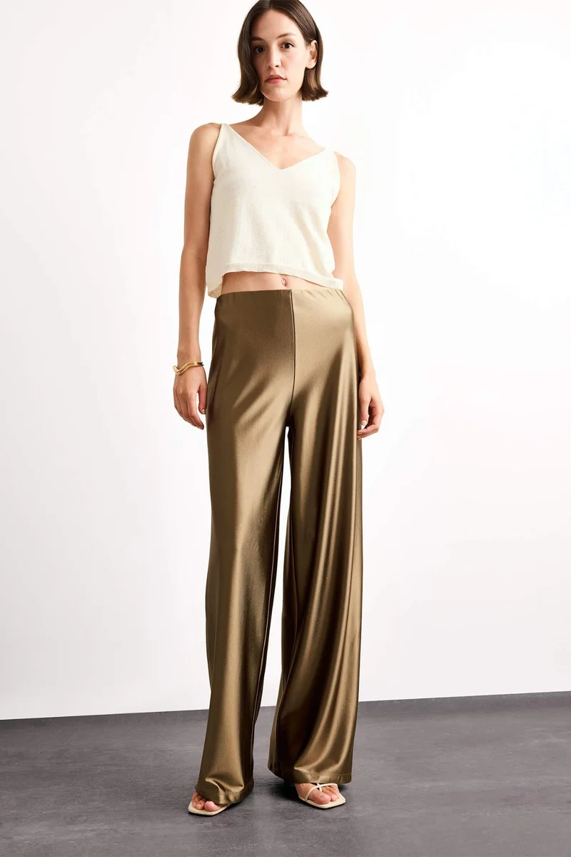 Defacto Relax Fit Regular Hem Satin Trousers
