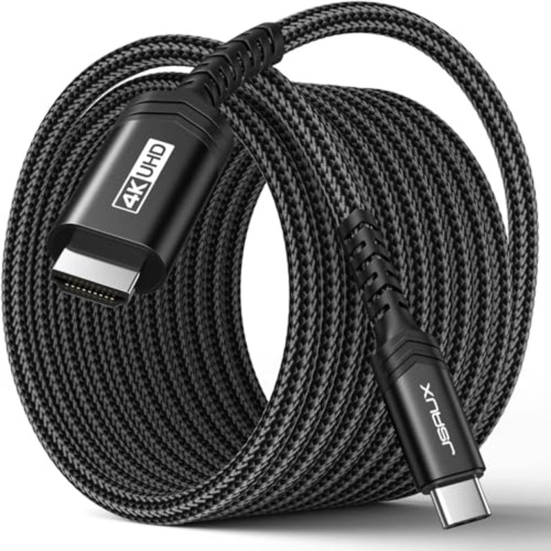كابل USB C إلى HDMI، كابل HDMI إلى USB C 3.1 4K، لهاتف iPhone، نوع C إلى HDMI 2.0 سلك Thunderbolt 3/4، 4K@60 هرتز، لهاتف iPhone 17 Pro Max/16/15، MacBook Pro/Air، Galaxy S8-S24، iPad Pro، iMac - Image 1
