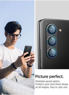 Spigen Glastr Ez Fit Optik Pro Samsung Galaxy Z Fold 5 Camera Lens Screen Protector [2 Pack] - Black  - Image 3