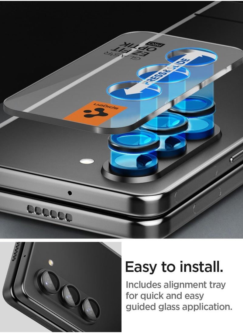 Spigen - واقي شاشة عدسة الكاميرا Glastr Ez Fit Optik Pro لهاتف Samsung Galaxy Z Fold 5 [عبوتان] - أسود - Image 1