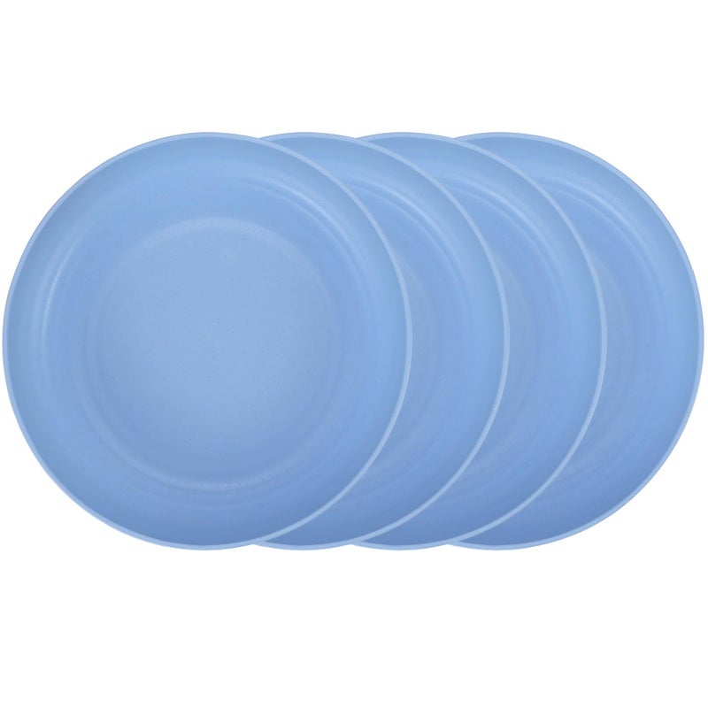 LuckyZone 78 Inches Unbreakable Wheat Straw Plates Reusable Plate Dinner Set Dishwasher Microwave Safe Healthy BPA Free EcoFriendly 78 Inches4 Blue