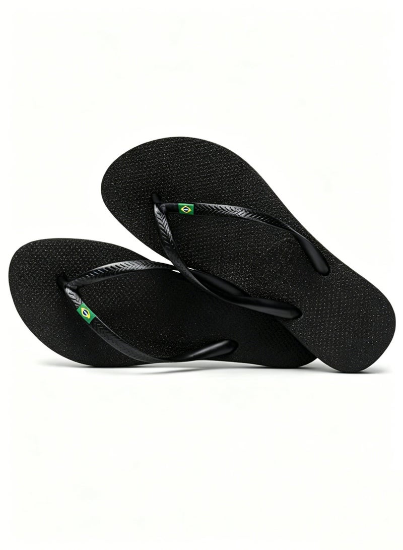 Pure black anti slip seaside home slippers - Image 2