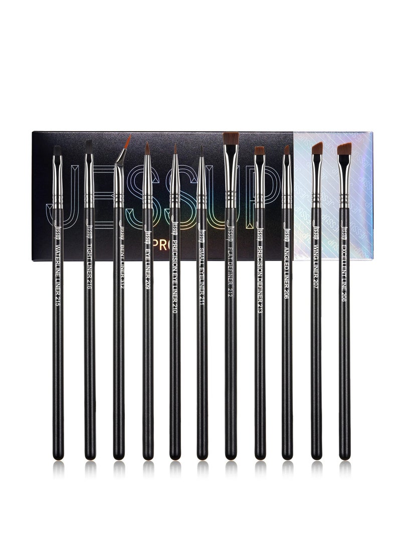 Jessup Jessup Eyeliner Brush Set, Professional Eye Liner Makeup Brushes 11pcs, Angled Flat Definer Ultra Fine Bent Pencil Point Eyeliner Brushes for Precision Liner T324 - Image 2