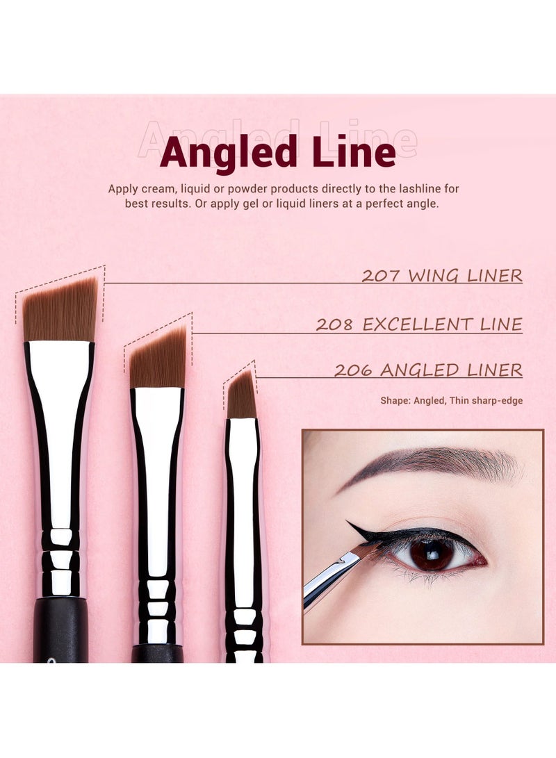 Jessup Jessup Eyeliner Brush Set, Professional Eye Liner Makeup Brushes 11pcs, Angled Flat Definer Ultra Fine Bent Pencil Point Eyeliner Brushes for Precision Liner T324 - Image 5