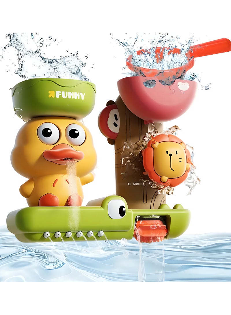 LIXADA Toddler Duck Suction Cup Bath Toy, Rotating, Spraying Multifunctional Interactive Bathtub Toy, Comes with a Water Scoop, Special Gift for Youngsters and Adults, Educational Party Favor for Birthday, Special Festival - Assorted Colorful Toys, Gift for Kids Age 18 Month+  - Image 1