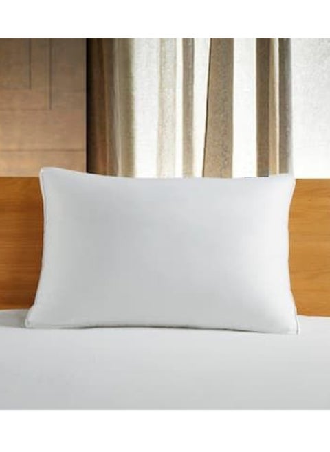 Pillow 1 Piece (1000 Gm) King Size Bed Pillow 50x75 cm Hotel Style Double Edge Stitched Premium Gel Fiber Mid Loft White