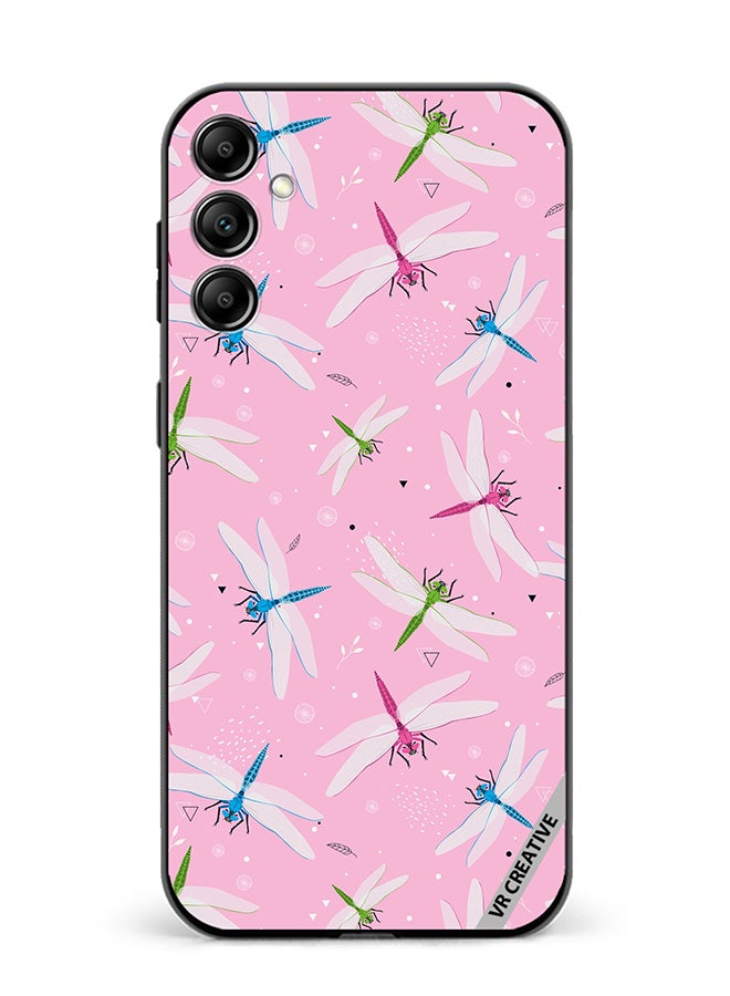 VR CREATIVE Protective Case Cover For Samsung Galaxy A55 Dragonfly And Flowers Pattern On Pink Design Multicolour - Image 1