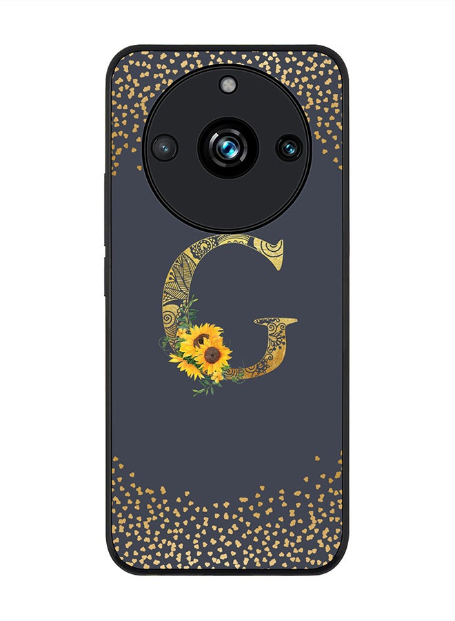 Stylizedd Rugged Black Edge case for Realme 11 Pro/Realme 11 Pro+ Case Cover - Custom Monogram Initial Letter Mandala Floral Pattern Alphabet - G (Grey) - Image 1