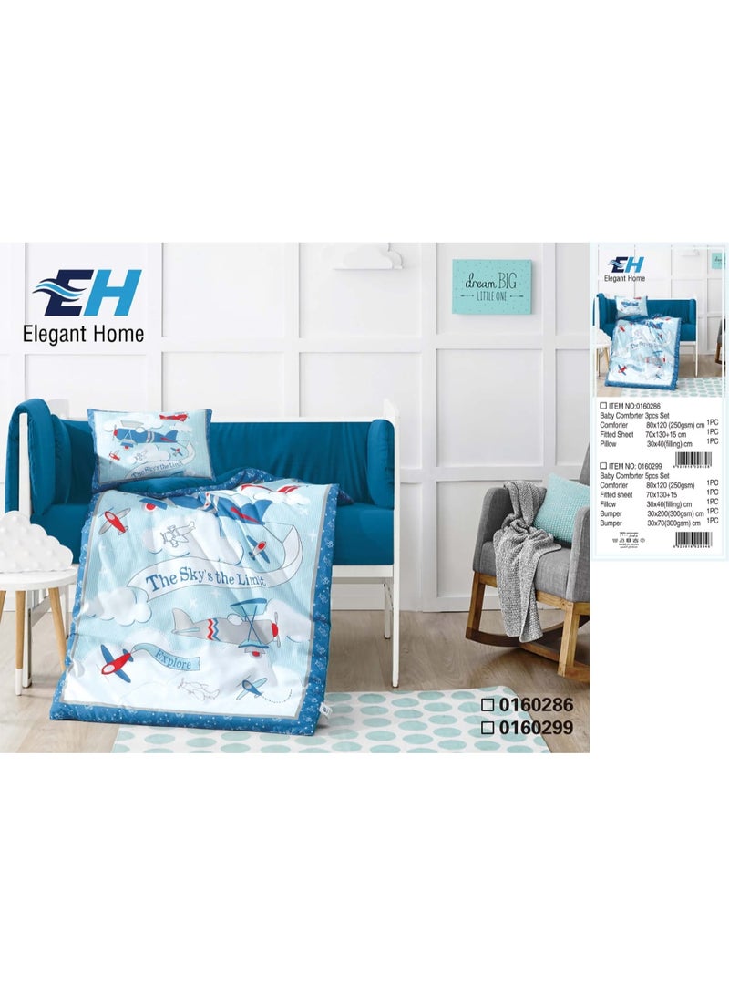 Elegant Home Space-themed children's bed sheet set with barriers.