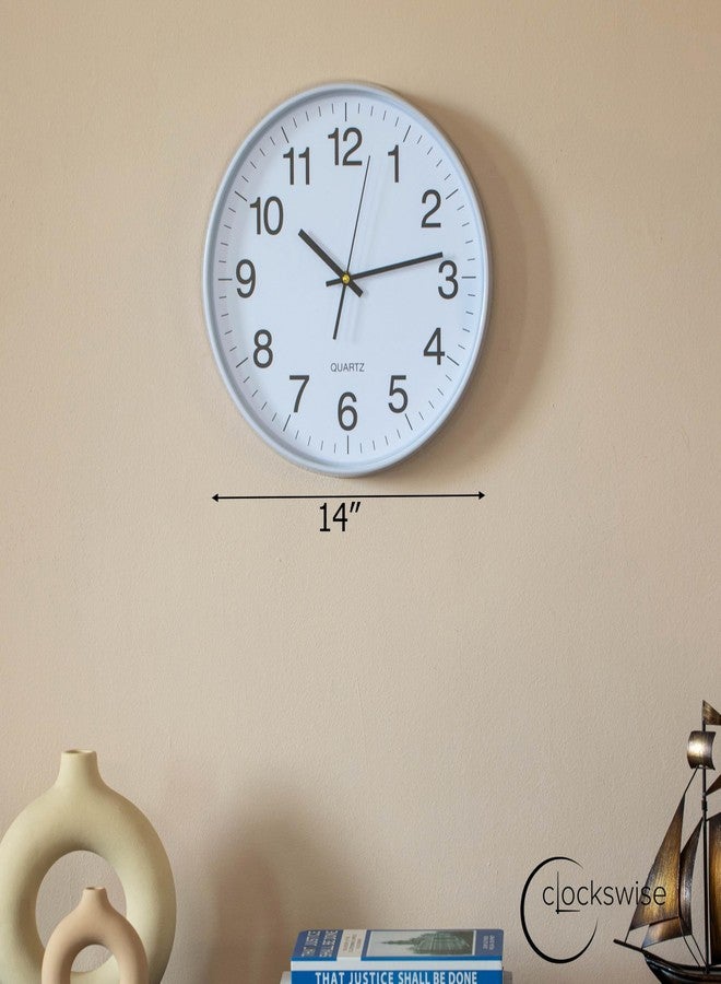 Clockswise White 14-in Analog Clock Silent, Non-Ticking for Wall Battery-Operated Perfect for Home Office, Farmhouse Kitchen, Entryways, Dining Rooms and Bedroom Decor, School and Bathroom Clock - Image 2