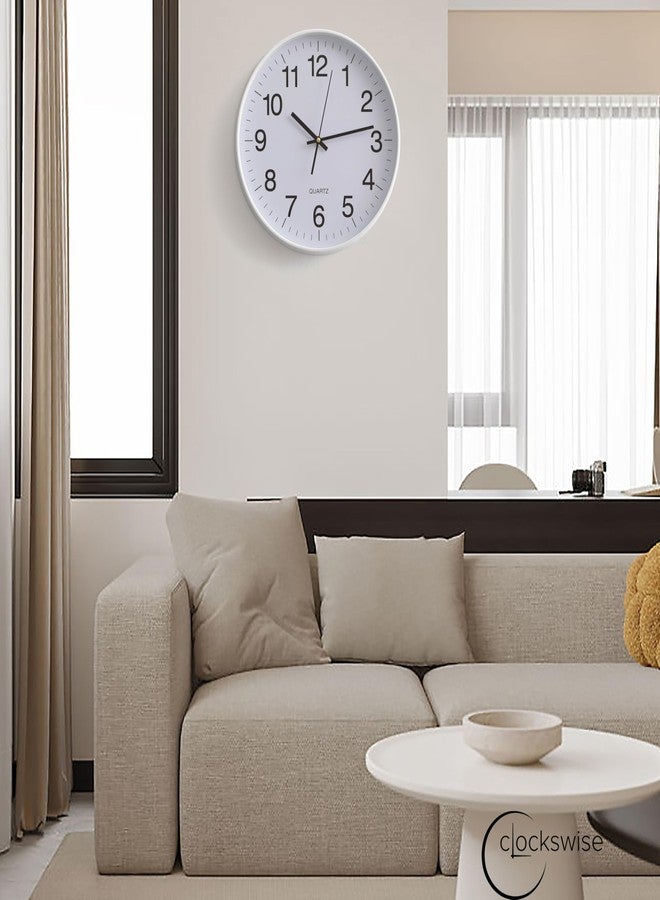 Clockswise White 14-in Analog Clock Silent, Non-Ticking for Wall Battery-Operated Perfect for Home Office, Farmhouse Kitchen, Entryways, Dining Rooms and Bedroom Decor, School and Bathroom Clock - Image 4