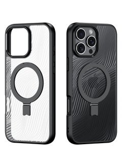 DUX DUCIS DUX DUCIS Aimo Case Anti-Yellowing Clear [Hard PC Back & Soft TPU Bumper] Magnetic Wireless Charging With Stand Shockproof Protective Phone Case Cover compatible with IPhone 16 Pro Max (Black)  - Image 1