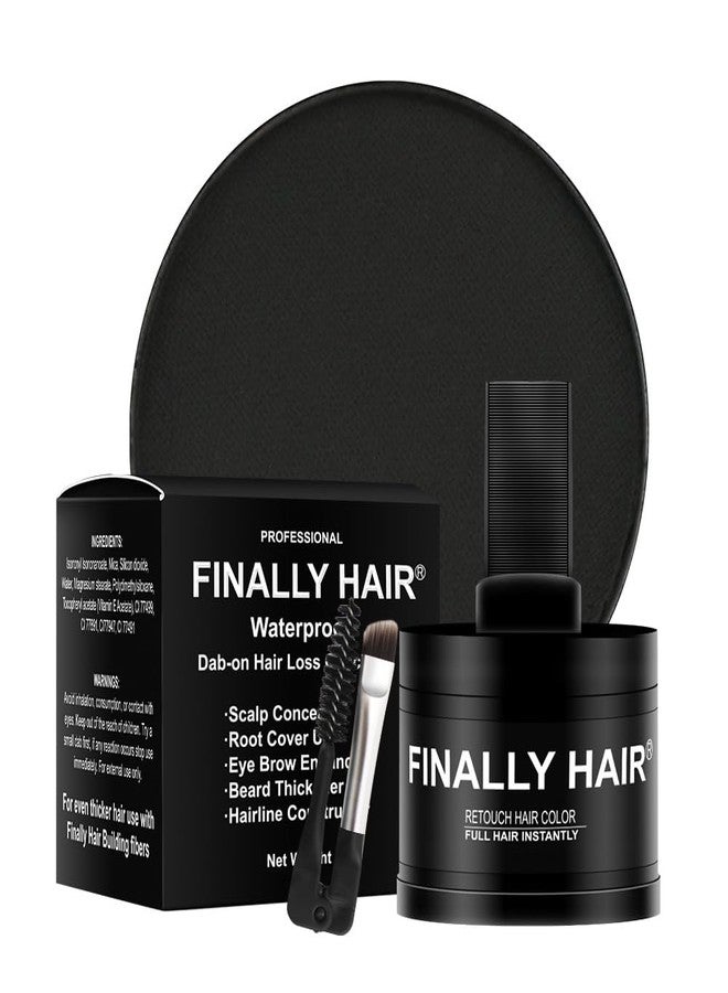 Finally Hair Fiber Concealer - Waterproof Black Hair Loss Solution, Hairline Creator, Eyebrow Enhancer & Beard Filler with Dab-on Shadow Powder - Image 1