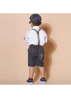 AJ Dezines AJ DEZINES Kids Cotton Printed Shirt Shorts Set For Boys With Cap and Suspender (CA-55-BLACK-3)  - Image 2