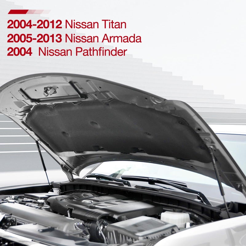Vepagoo دعائم غطاء المحرك الأمامي Vepagoo 4182 متوافقة مع نيسان تيتان 2004-2015 أو باثفايندر 2004 أرمادا نيسان 2005-2015 ملحقات دعم الرفع الصدمية Utility/Pickup 4-Door قضبان غطاء المحرك النوابض، 95410،14260 - Image 2