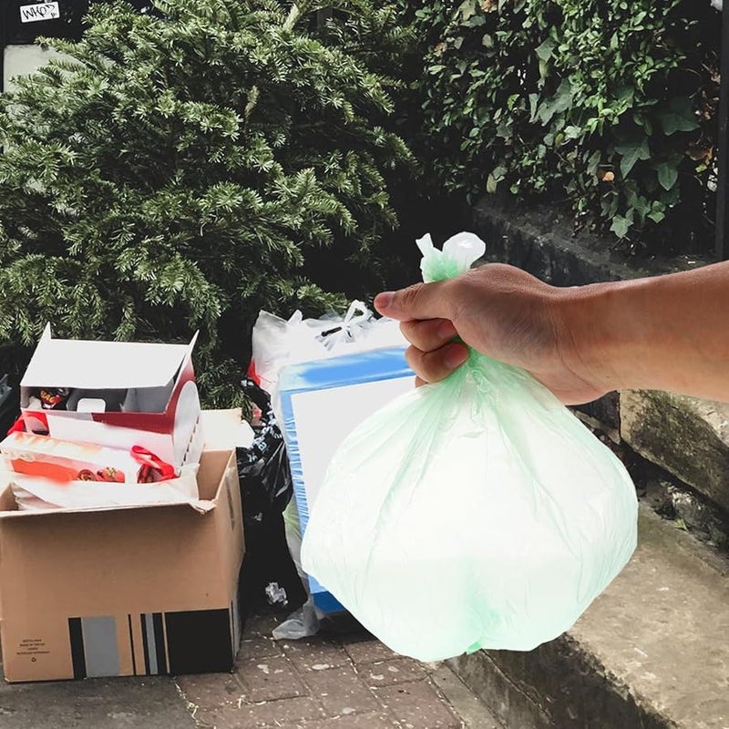 أكياس القمامة الخضراء السميكة القابلة للتصرف 150 قطعة، بطانة سلة مهملات صغيرة للسيارة والمنزل والمكتب - Image 3