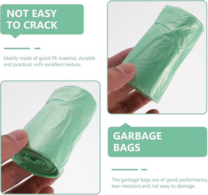 أكياس القمامة الخضراء السميكة القابلة للتصرف 150 قطعة، بطانة سلة مهملات صغيرة للسيارة والمنزل والمكتب - Image 4