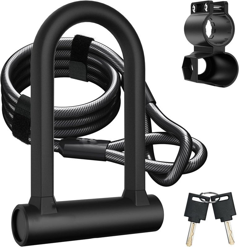 DEXO Heavy Duty Bike Lock Set with 5 Ft Security Steel Cable for Road and Mountain Bikes - Image 1