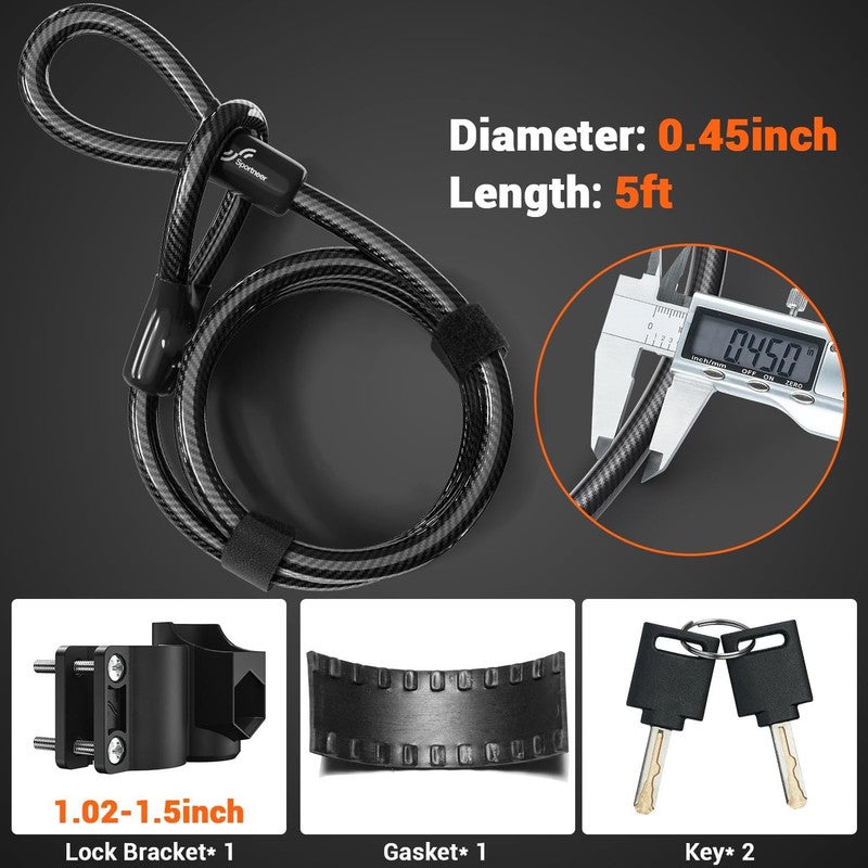 DEXO Heavy Duty Bike Lock Set with 5 Ft Security Steel Cable for Road and Mountain Bikes - Image 4