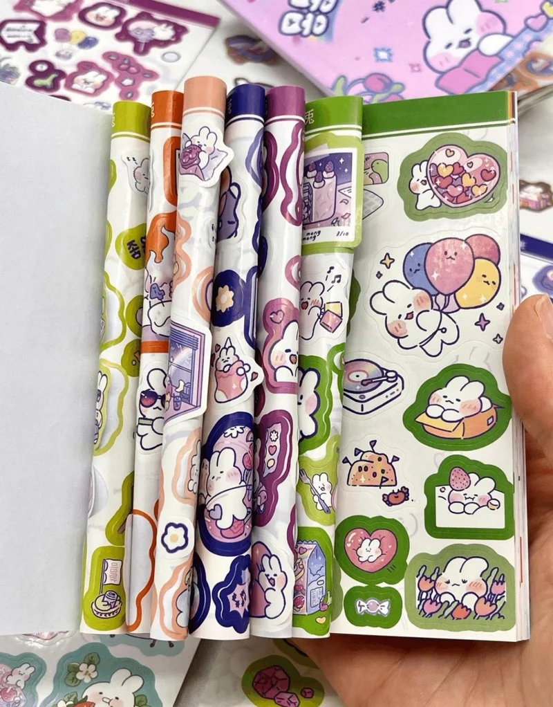 كاغيت جيمي دوكان Paper Ship Shop Cute Rabbit Purple Color Notebook Sticker Bullet Journal Notebook Decoration Stickers