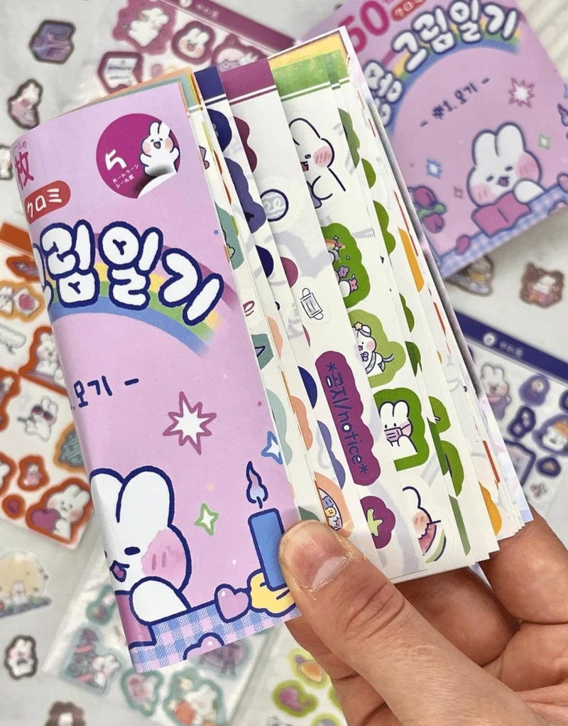 كاغيت جيمي دوكان Paper Ship Shop Cute Rabbit Purple Color Notebook Sticker Bullet Journal Notebook Decoration Stickers