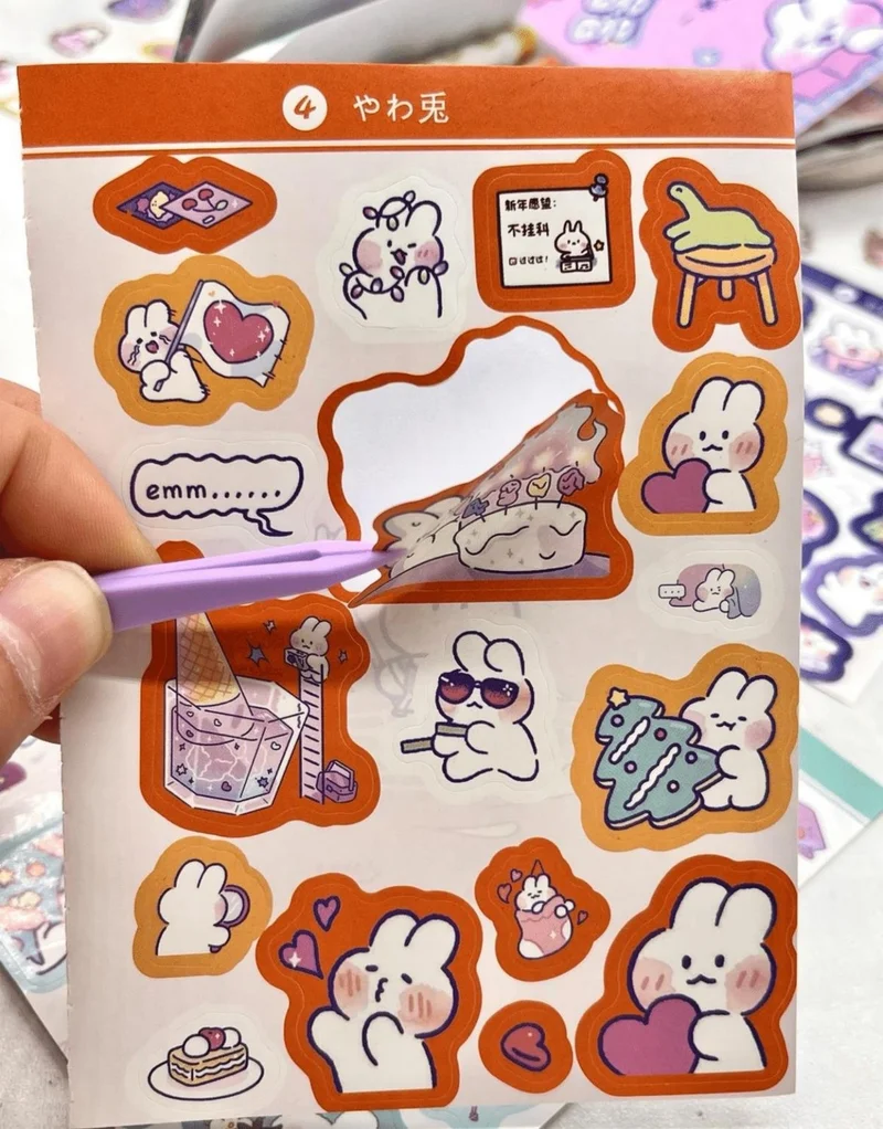 كاغيت جيمي دوكان Paper Ship Shop Cute Rabbit Purple Color Notebook Sticker Bullet Journal Notebook Decoration Stickers