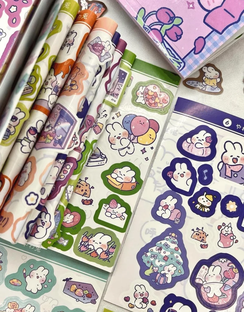 كاغيت جيمي دوكان Paper Ship Shop Cute Rabbit Purple Color Notebook Sticker Bullet Journal Notebook Decoration Stickers