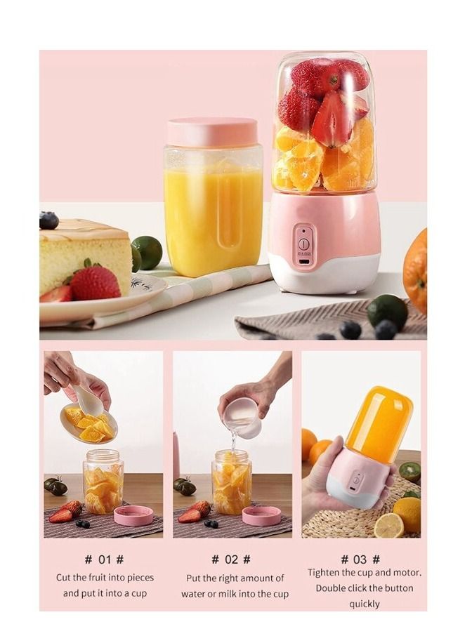 AS SEEN ON TV Portable Blender Juicer Cup Travel Blending Bottles with USB Rechargeable for Shakes Smoothies Kitchen And Gym Pink  - Image 4