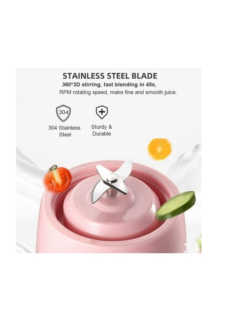 AS SEEN ON TV Portable Blender Juicer Cup Travel Blending Bottles with USB Rechargeable for Shakes Smoothies Kitchen And Gym Pink  - Image 2
