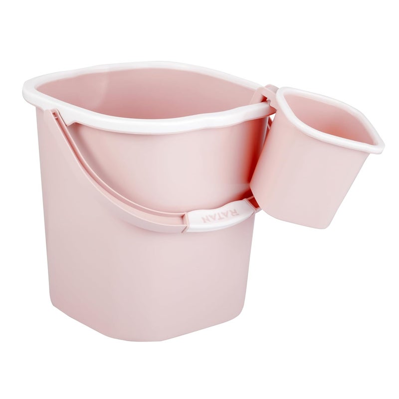 RATAN PLASTICWARE مجموعة حمام راتان بلاستيكوار بريما دلو 5 لتر × 1 دلو 18 لتر × 1 كوب 15 لتر × 1 كرسي صغير × 1 لون دياسو الوردي - Image 5