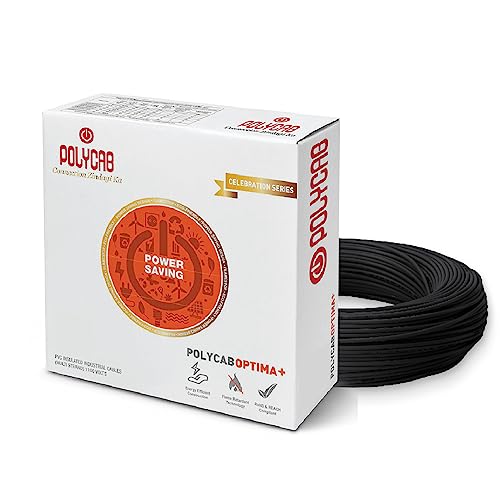 Polycab OPTIMA+ 1sqmm 90M coil | Flame Retardant | Lead free | 99.97% high purity copper | Rodent protection | PVC insulated housewire [Black] - Image 1