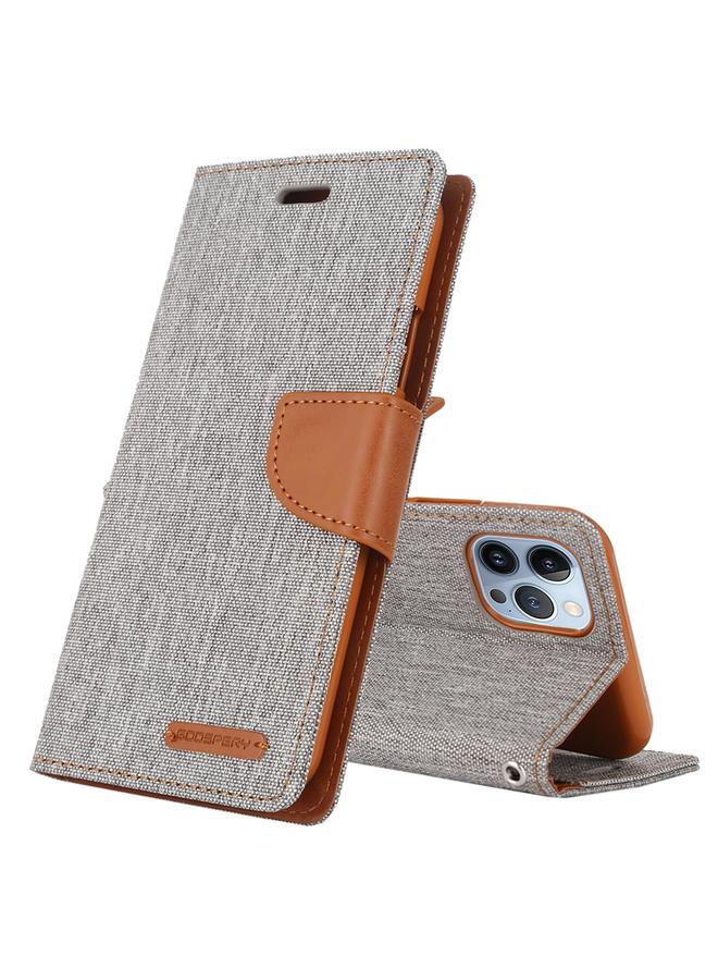 GOOSPERY Case For iPhone 14 Pro CANVAS DIARY Canvas Texture Flip Leather Phone Case  - Image 1