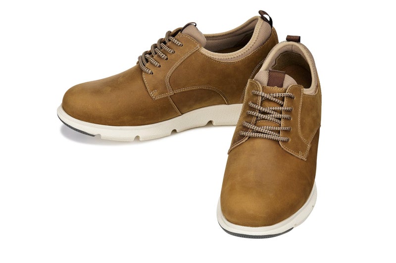 CALTO Men's Invisible Height Increasing Elevator Shoes - Tan Brown Lace-up Premium Leather Casual Derby - 3.3 Inches Taller - J1200 - Size 9 D(M) US - Image 5