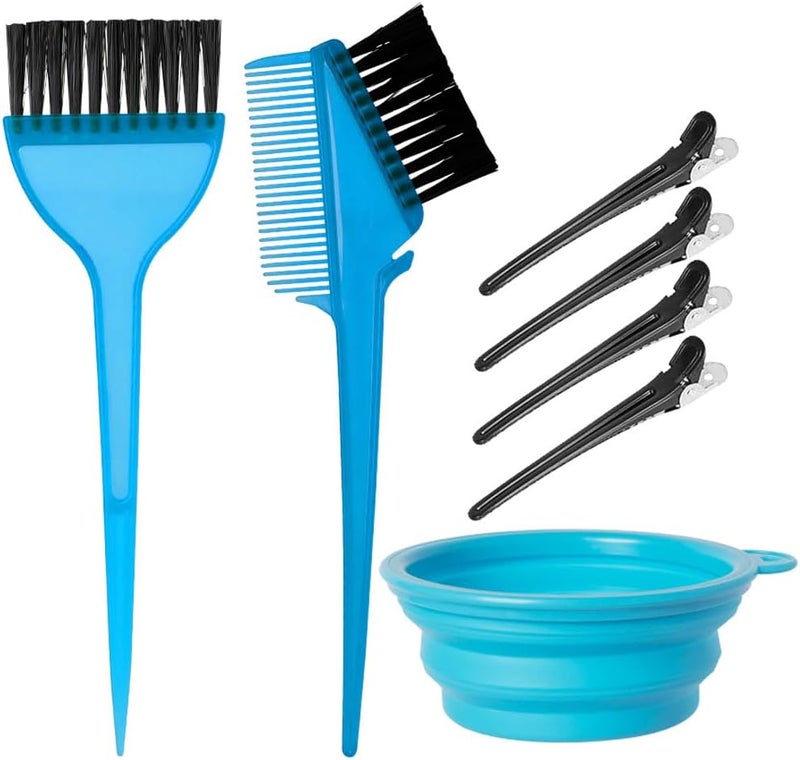 Moonmini Hair Dye Color Brush and Bowl Set, Color Bowl Brushes Tool Mixing Bowl Kit Tint Comb for Hair Tint Dying Coloring Applicator (Blue) - Image 1
