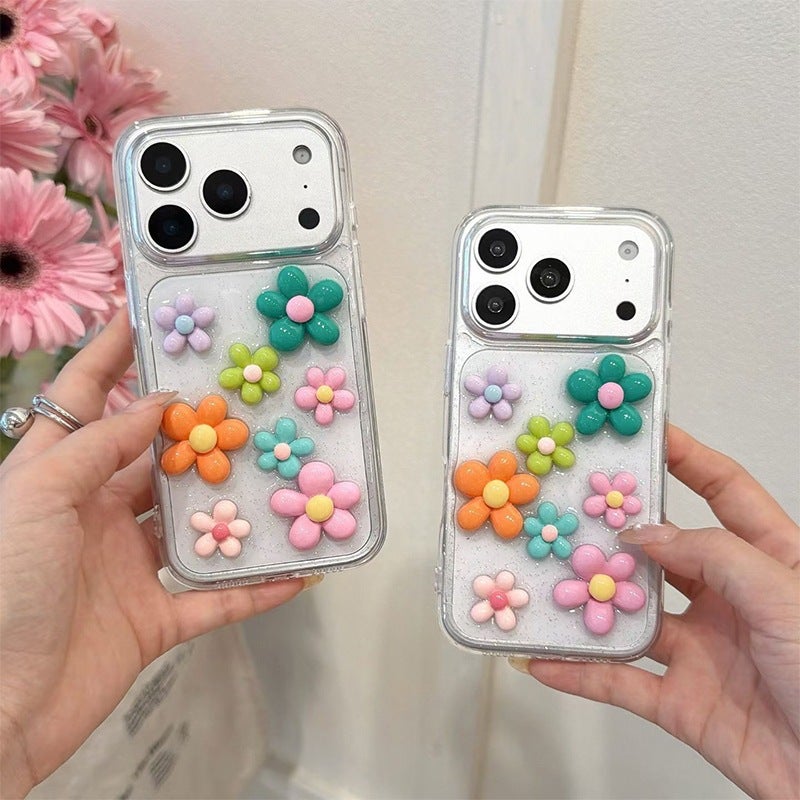 Suitable for iPhone 17 Pro Max Transparent Glitter Case, Apple 16 Women''s Model, 15 Soft Case, Fresh Floral Style, Girly Vibe - Image 2