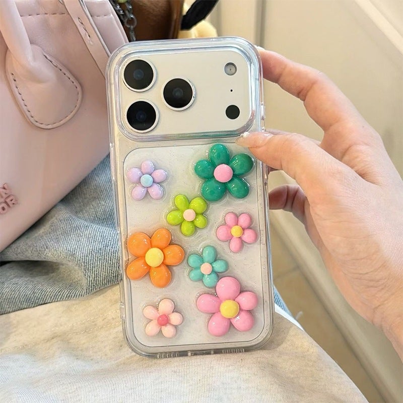Suitable for iPhone 17 Pro Max Transparent Glitter Case, Apple 16 Women''s Model, 15 Soft Case, Fresh Floral Style, Girly Vibe - Image 4