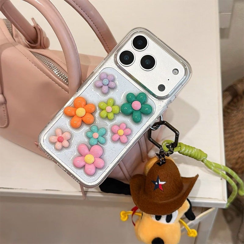 Suitable for iPhone 17 Pro Max Transparent Glitter Case, Apple 16 Women''s Model, 15 Soft Case, Fresh Floral Style, Girly Vibe - Image 5