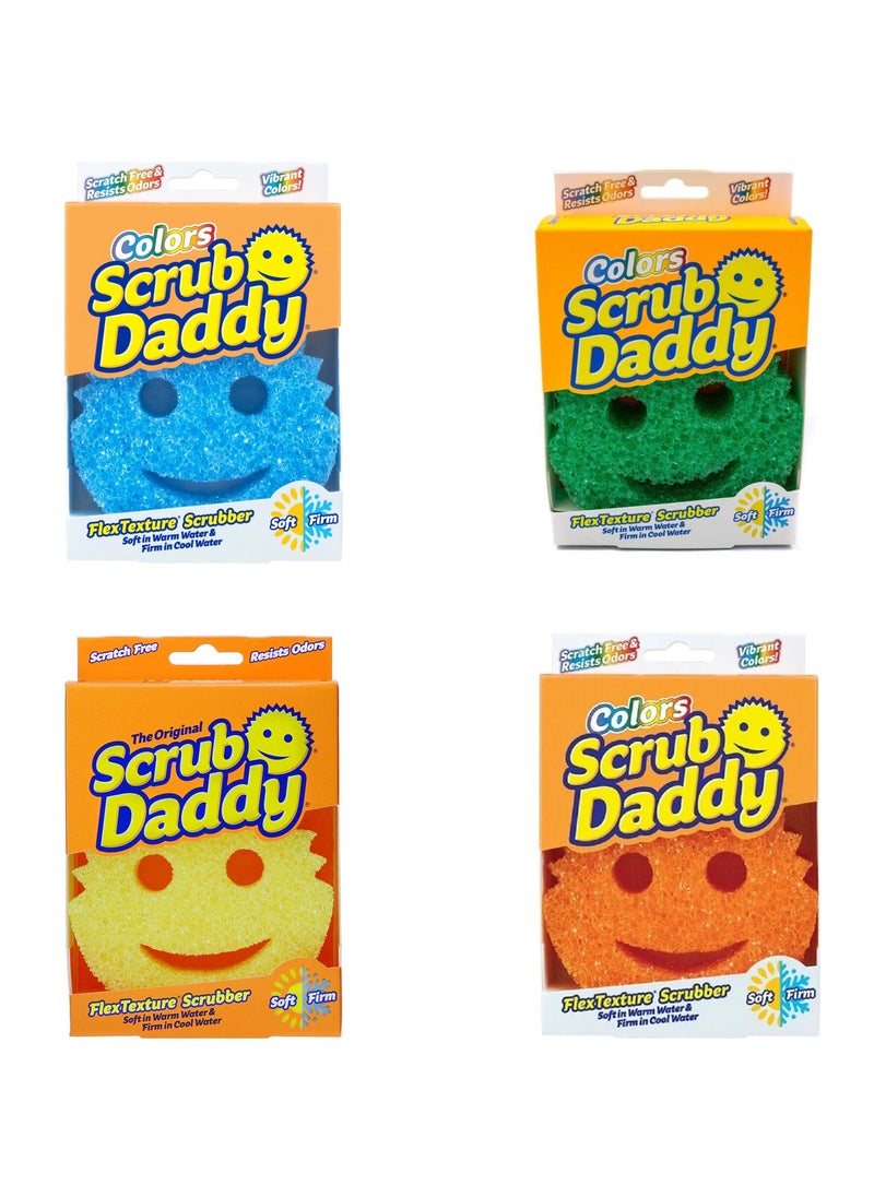 Scrub Daddy Scrub Daddy Flextexture All Purpose Scrubber, Scratch Free, Resist Odors, Resist Stains, Soft in Warn & Firm in Cold Water, Assorted, 6 Count  - Image 1
