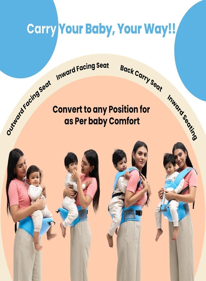 Tinyberg | Baby Carrier for 0 to 3 Year Baby | Baby Carrier for Newborn | Baby Carrying Bag | 4-in-1 Hip Seat, Adjustable Straps, Soft Thigh Padding | Baby Carry Bag | Kangaroo Bag | Up to-15 Kg - Sky Blue - Image 2