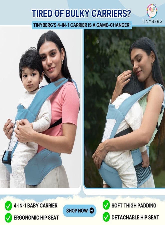 Tinyberg | Baby Carrier for 0 to 3 Year Baby | Baby Carrier for Newborn | Baby Carrying Bag | 4-in-1 Hip Seat, Adjustable Straps, Soft Thigh Padding | Baby Carry Bag | Kangaroo Bag | Up to-15 Kg - Sky Blue - Image 4