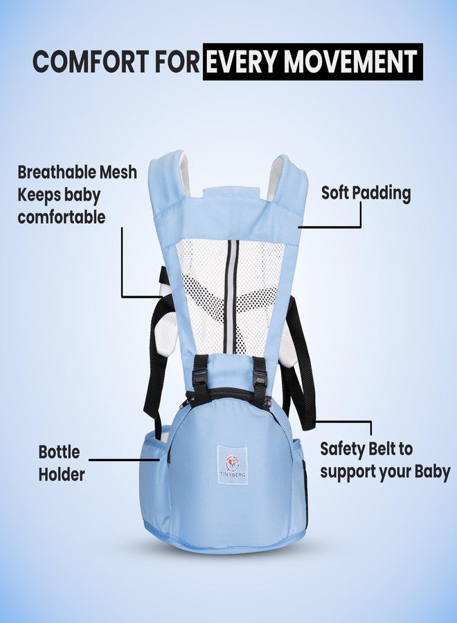 Tinyberg | Baby Carrier for 0 to 3 Year Baby | Baby Carrier for Newborn | Baby Carrying Bag | 4-in-1 Hip Seat, Adjustable Straps, Soft Thigh Padding | Baby Carry Bag | Kangaroo Bag | Up to-15 Kg - Sky Blue - Image 3
