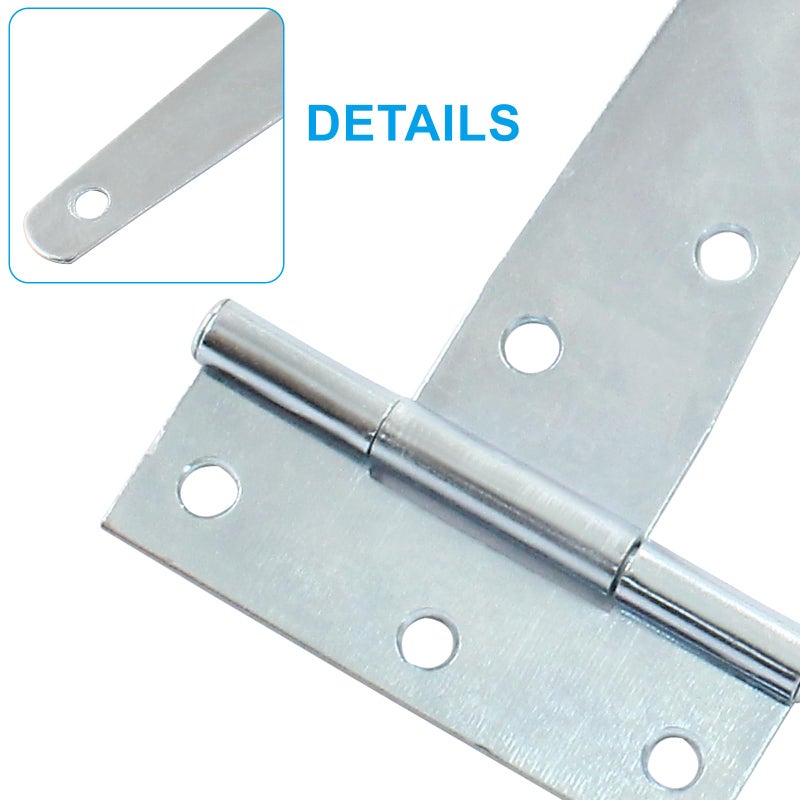 Murtenze 6Pack 6 Inch Silver T-Strap Shed Hinge,Barn Door Hinges Heavy Duty Gate Strap Hinge T Hinges For Barn Door, Shed Or Wooden Fences - Image 4